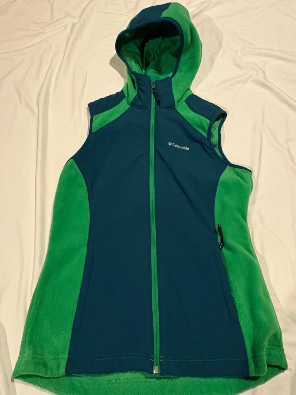 Columbia Fleece Vest Green Outdoor Zip Up Pockets Men’s Size:Medium